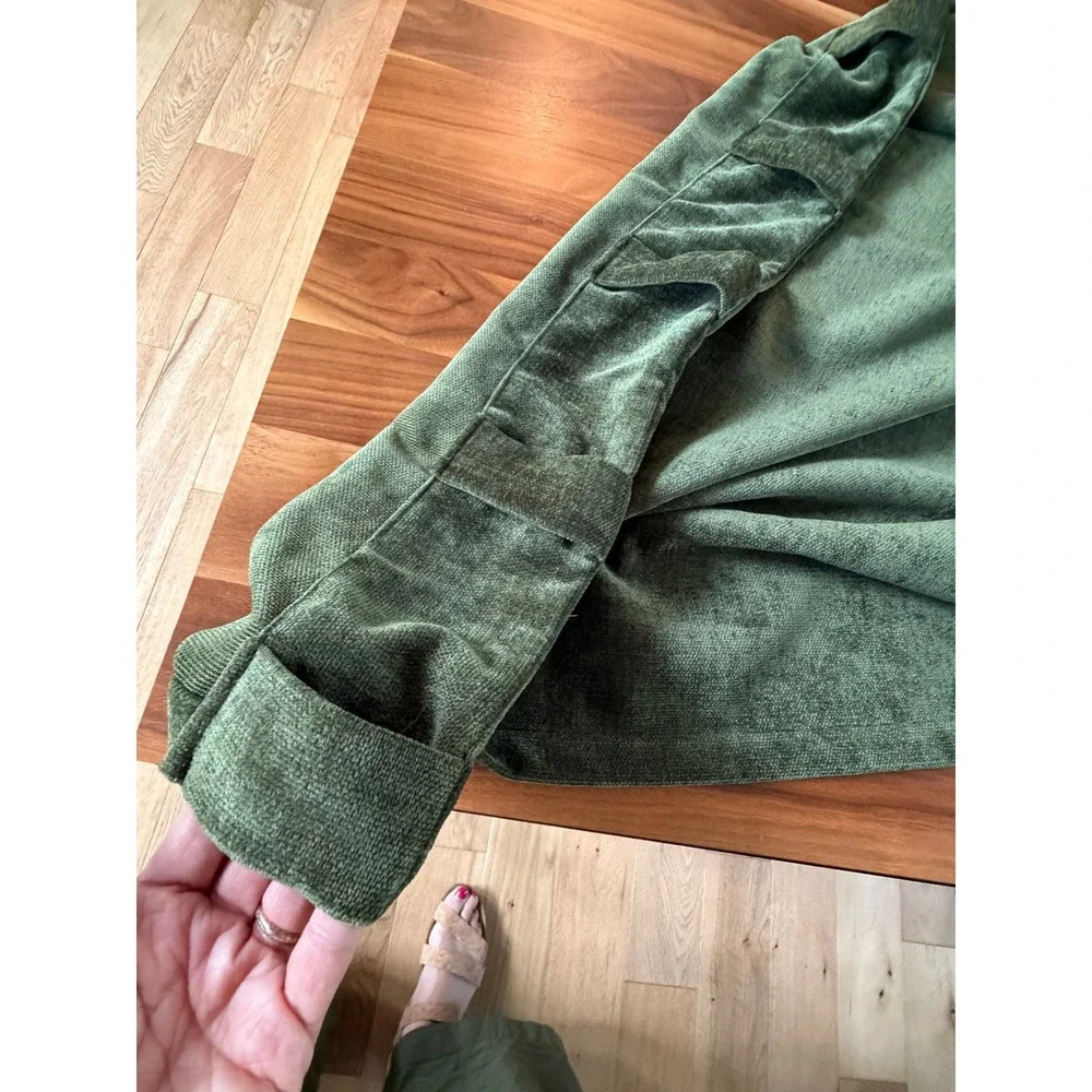 West Elm Worn Velvet Curtain Panels 48x96 Tarragon Green Set of Two